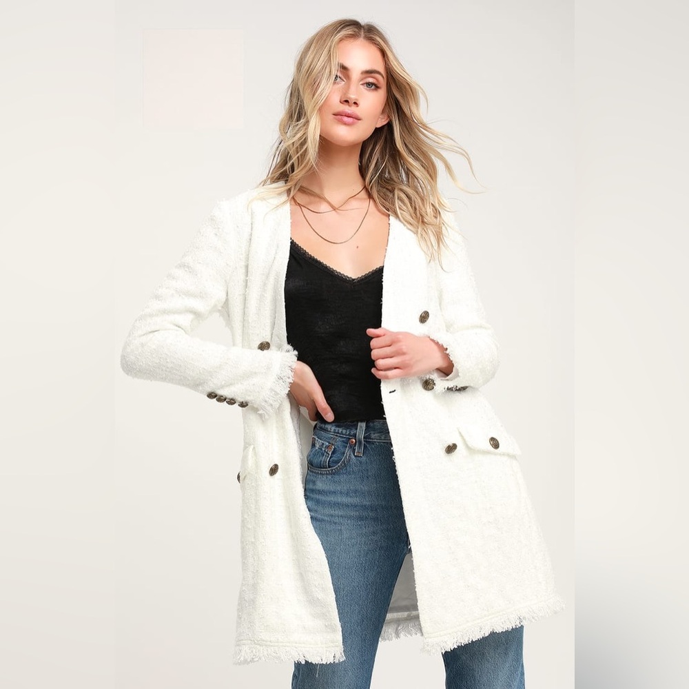 Royal Flush Ivory Tweed Coat